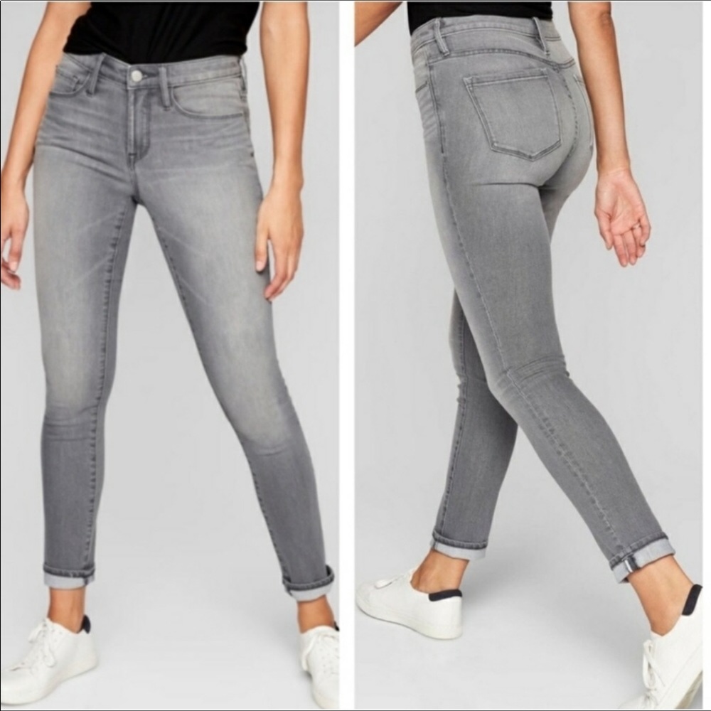 Athleta Gray Sculptek Skinny Jeans Slimming Size 4
